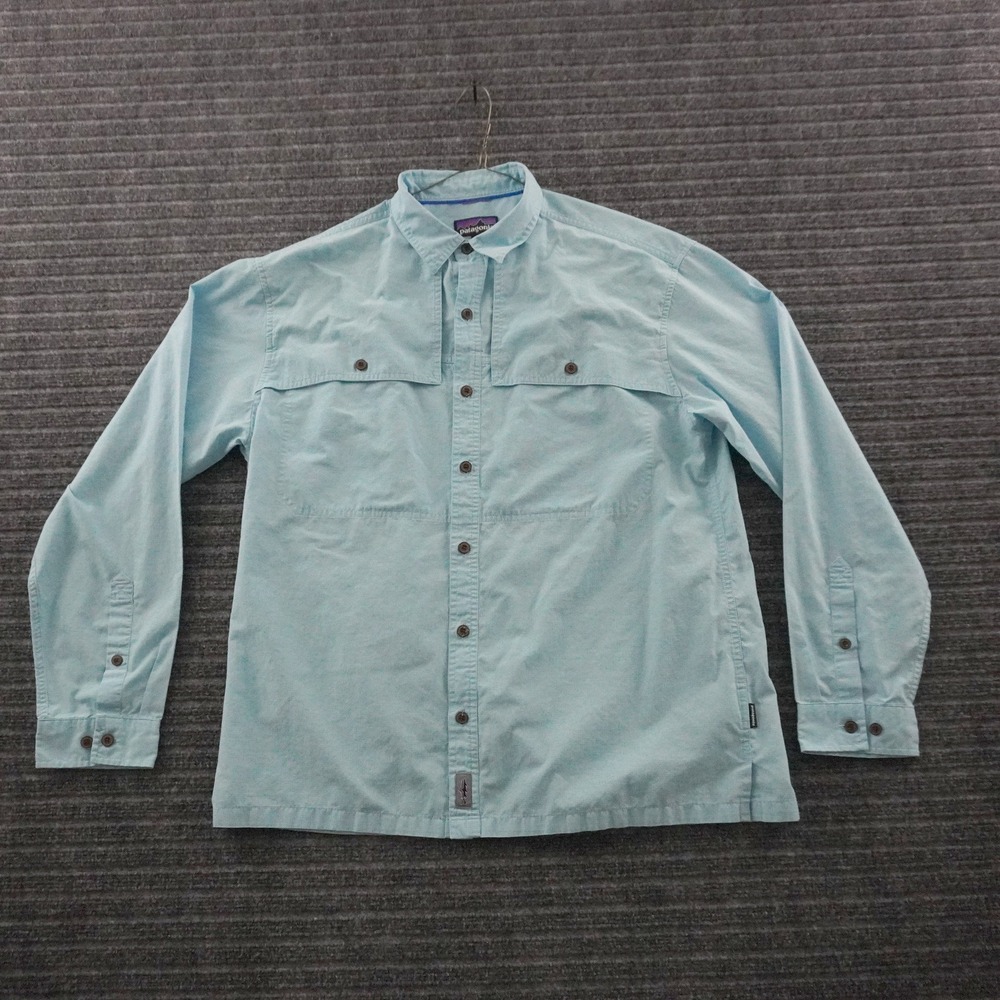 Patagonia Island Hopper Shirt Mens Large Blue Long Sleeve Button Down